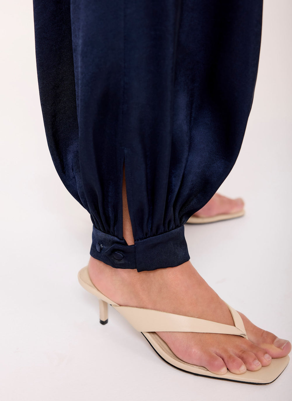Navy Satin Balloon Trousers