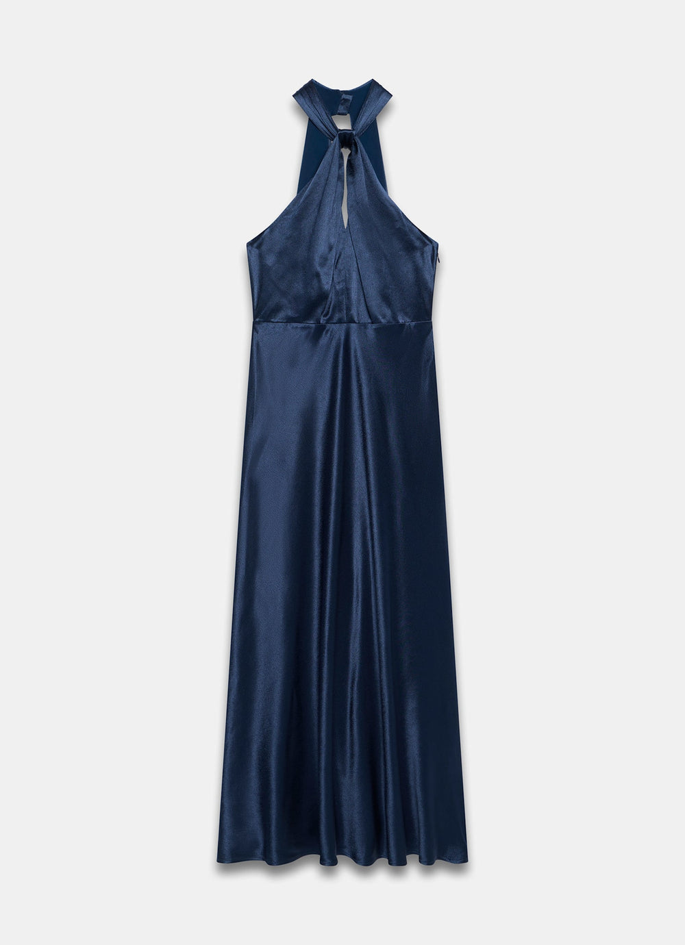 dress blues funeral A-Line Off Shoulder Satin Dark Blue Long Prom Dress, Dark Blue Long Fo –  shopluu main image 1