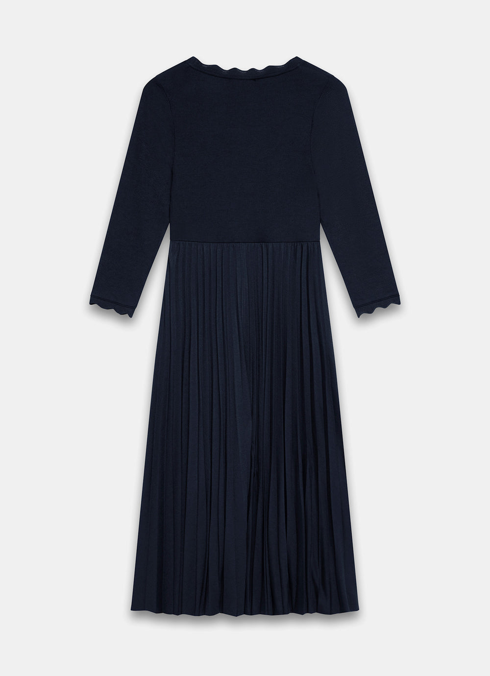 Navy Scallop Jersey Mix Midi Dress – Mint Velvet