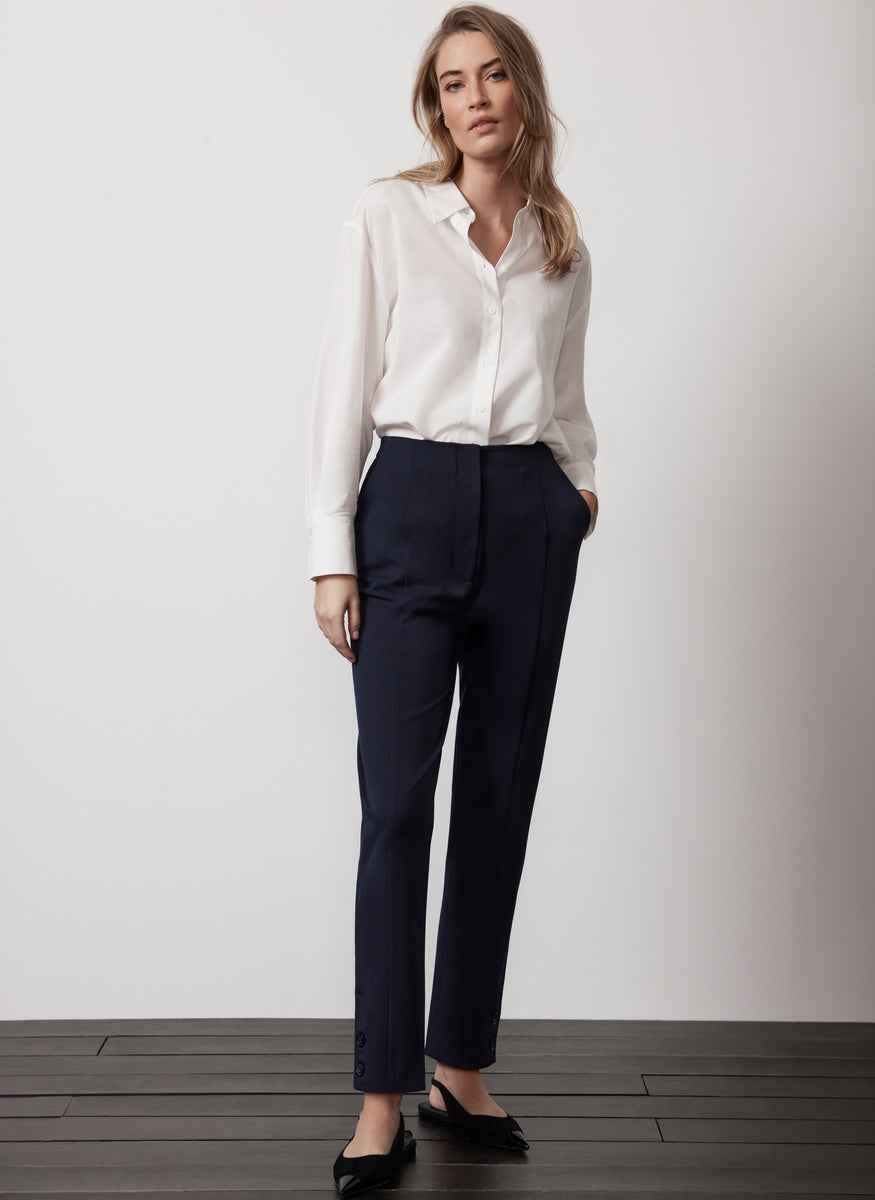 Navy Slim Tailored Trousers – Mint Velvet