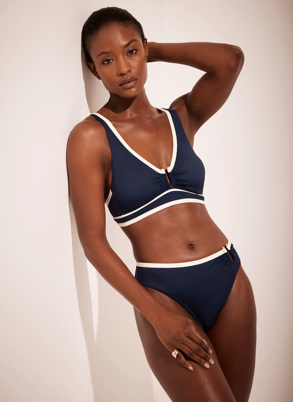 Navy Tipped Bikini Top