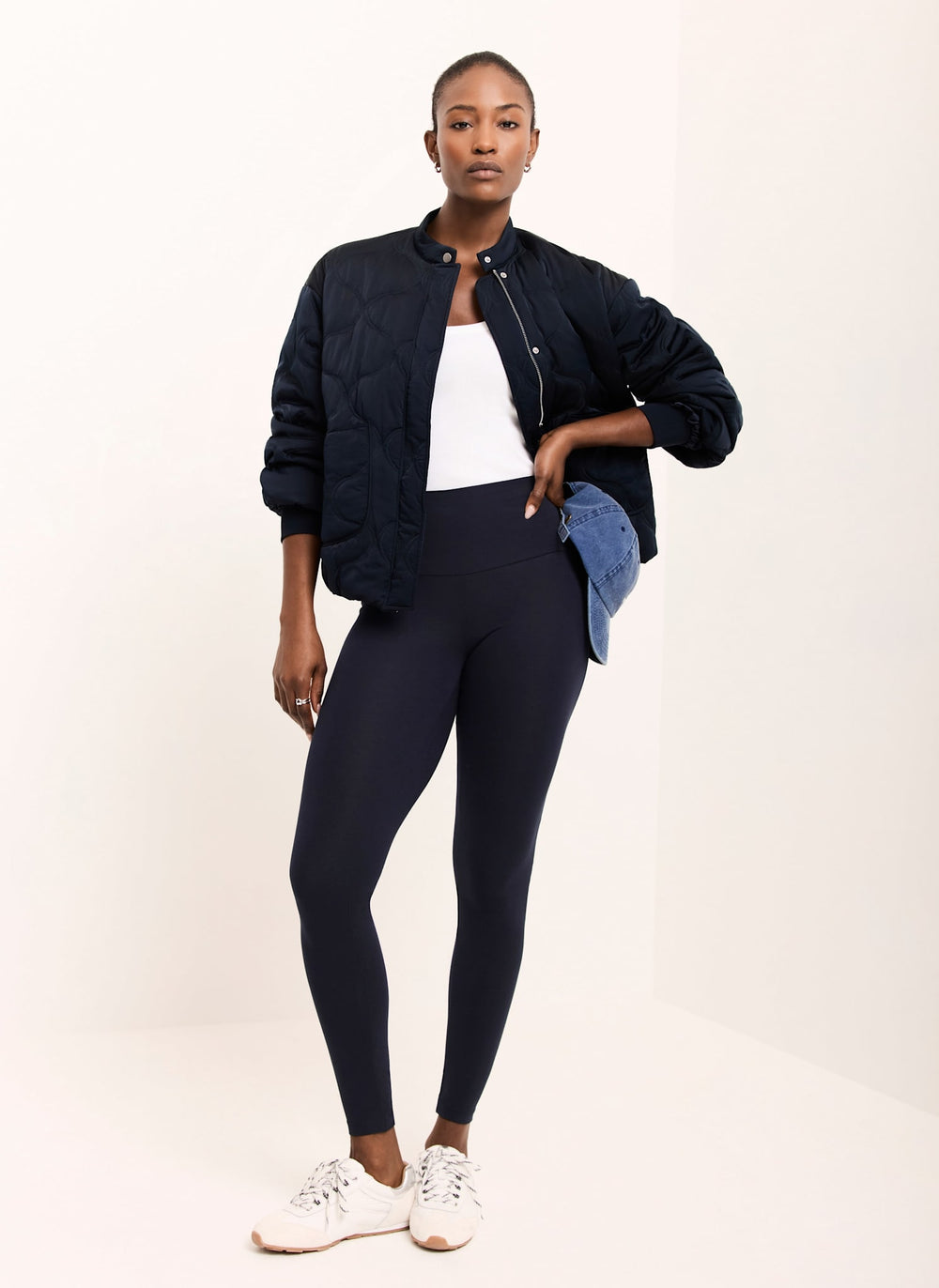 Navy Jersey Straight Leggings