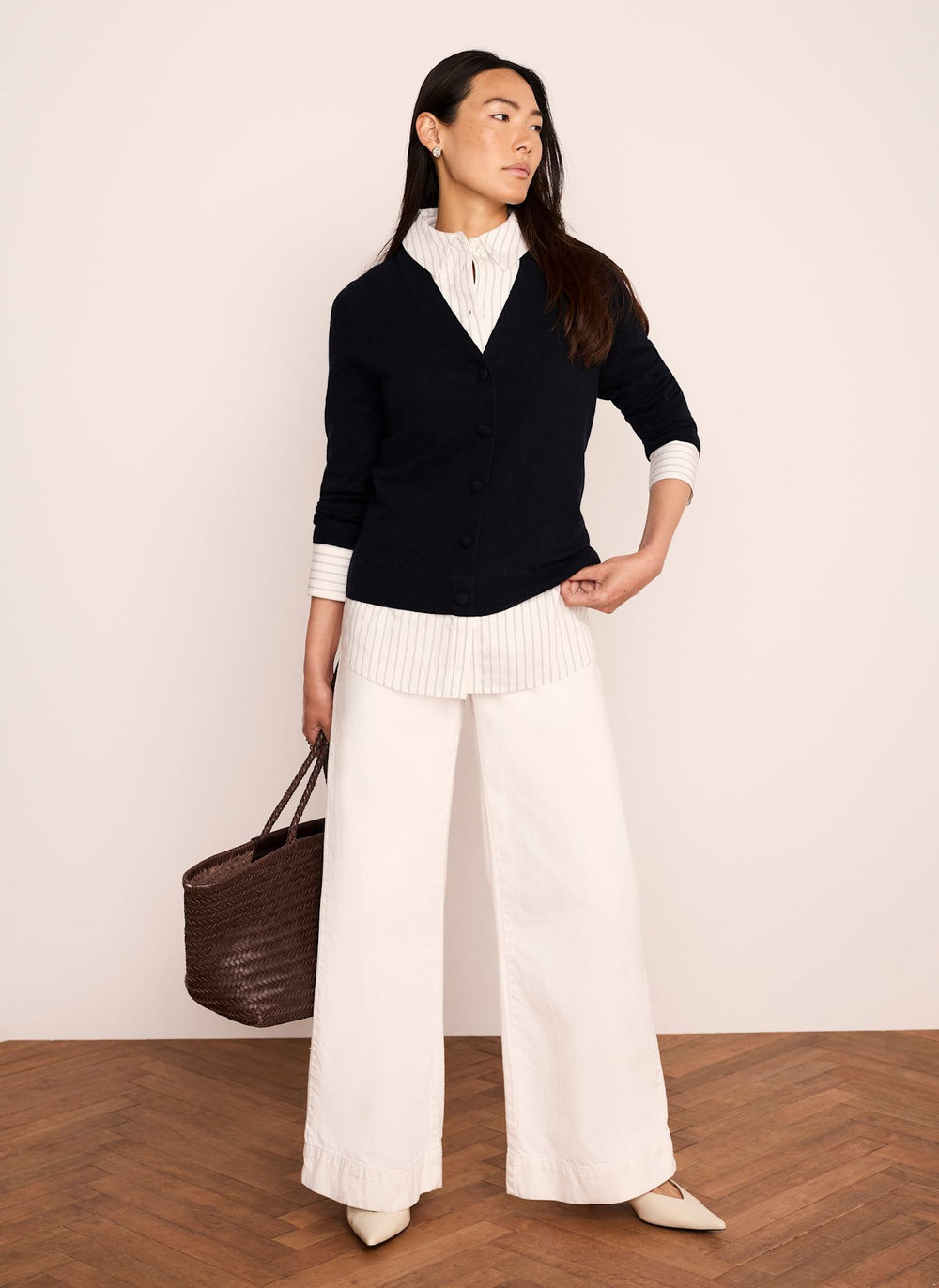 Navy Cotton Blend Layered Knit Shirt