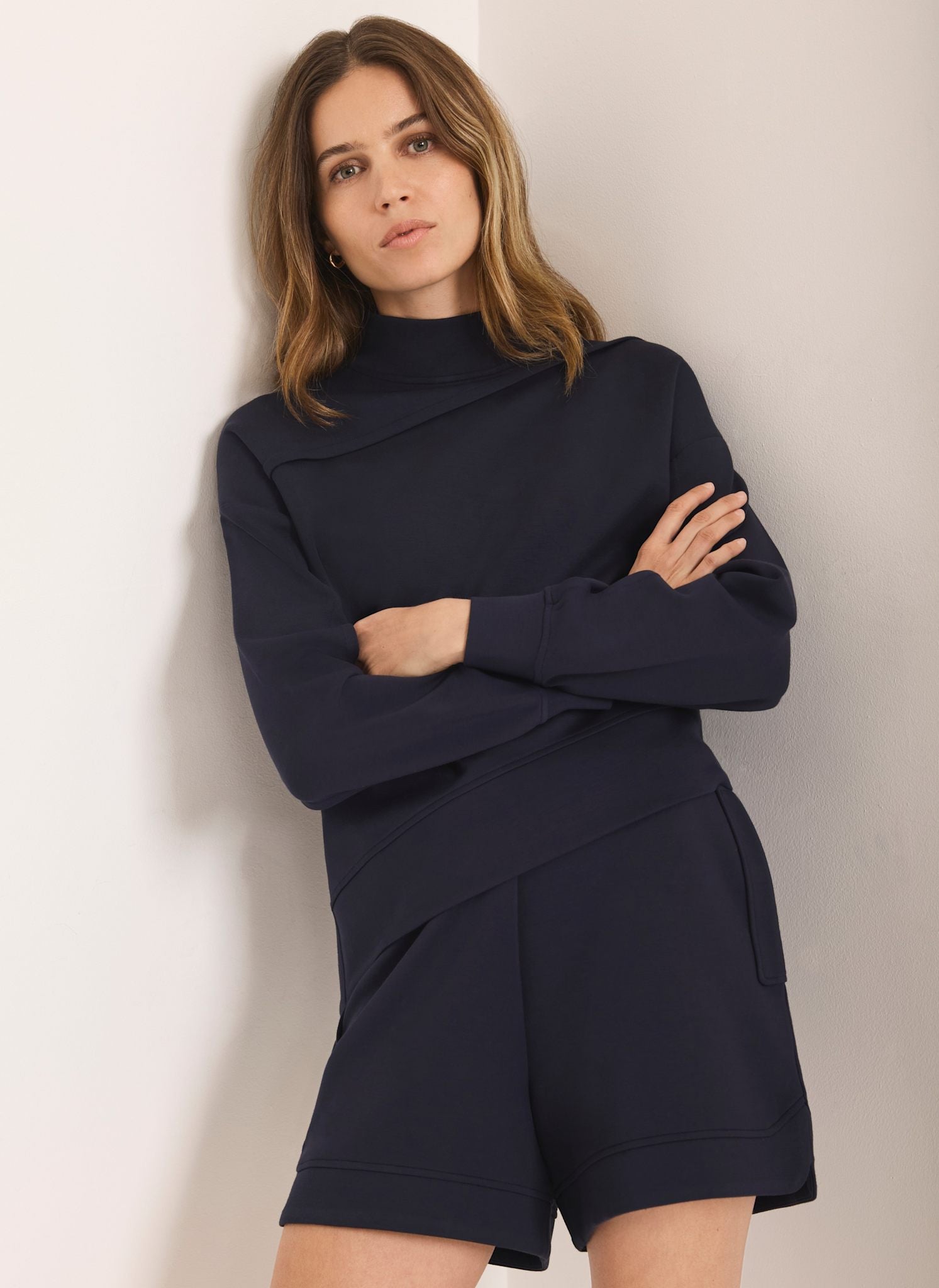 Navy Super Soft Asymmetric Detail Sweatshirt – Mint Velvet