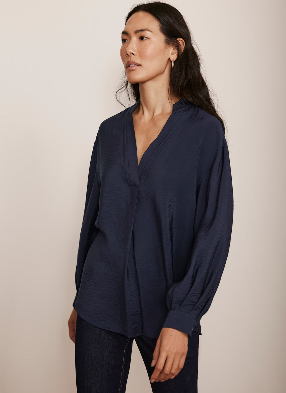 Navy Long Sleeve Blouse