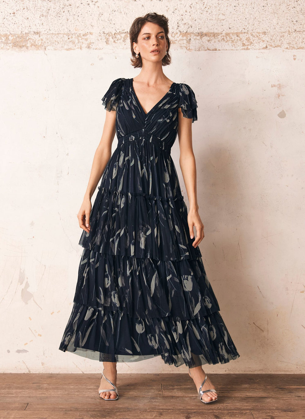 Navy Floral Print Maxi Dress – Mint Velvet, image size:1000x1372