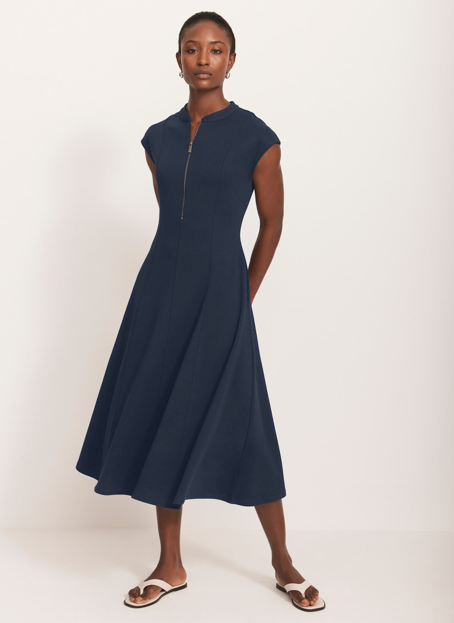 Jessi Dress Tan & Navy Stripped Rib