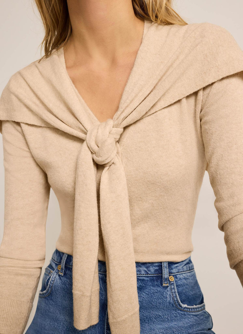 Neutral Scarf Detail Cardigan