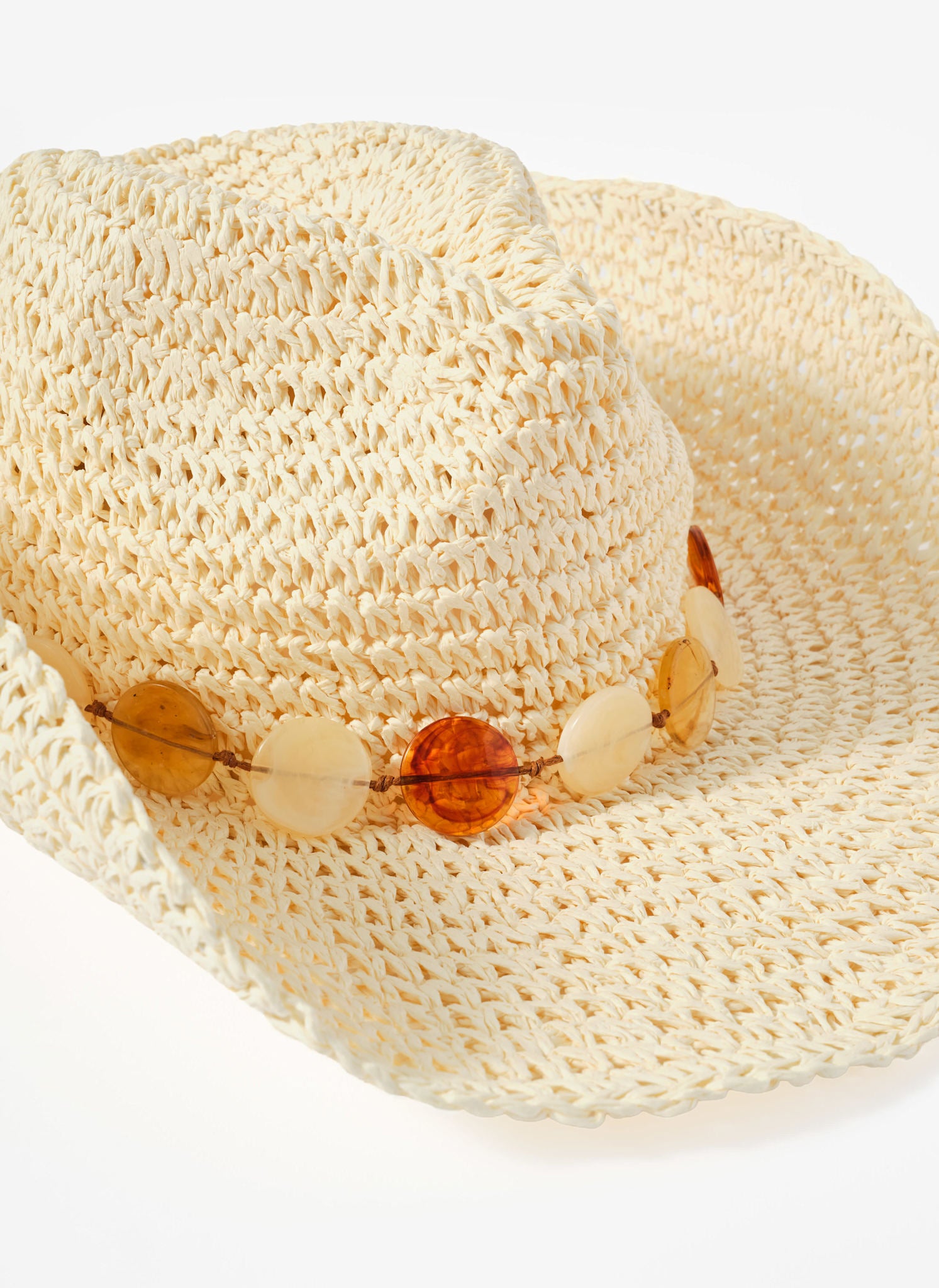 Neutral Woven Beaded Hat – Mint Velvet