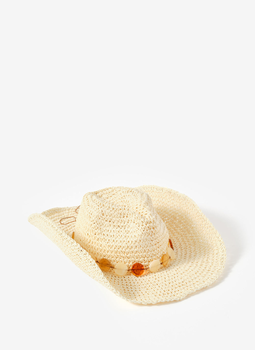 Neutral Woven Beaded Hat
