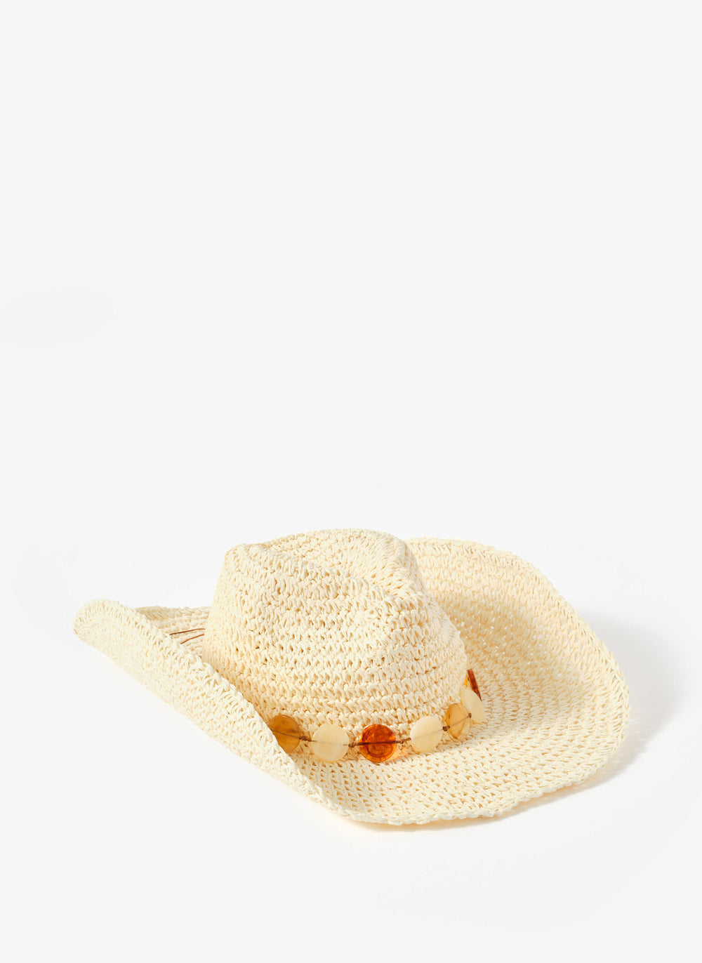 Neutral Woven Beaded Hat