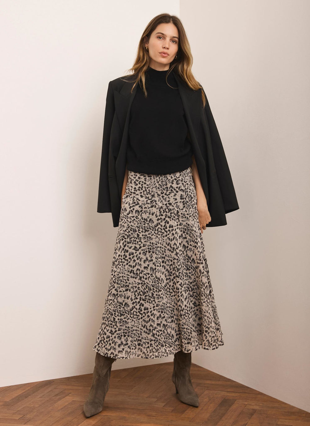 Leopard Print Midi Skirt