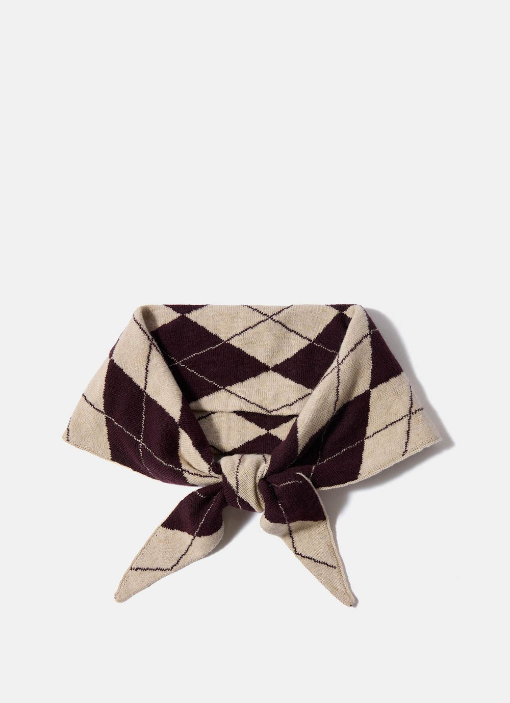 Neutral Argyle Knit Scarf