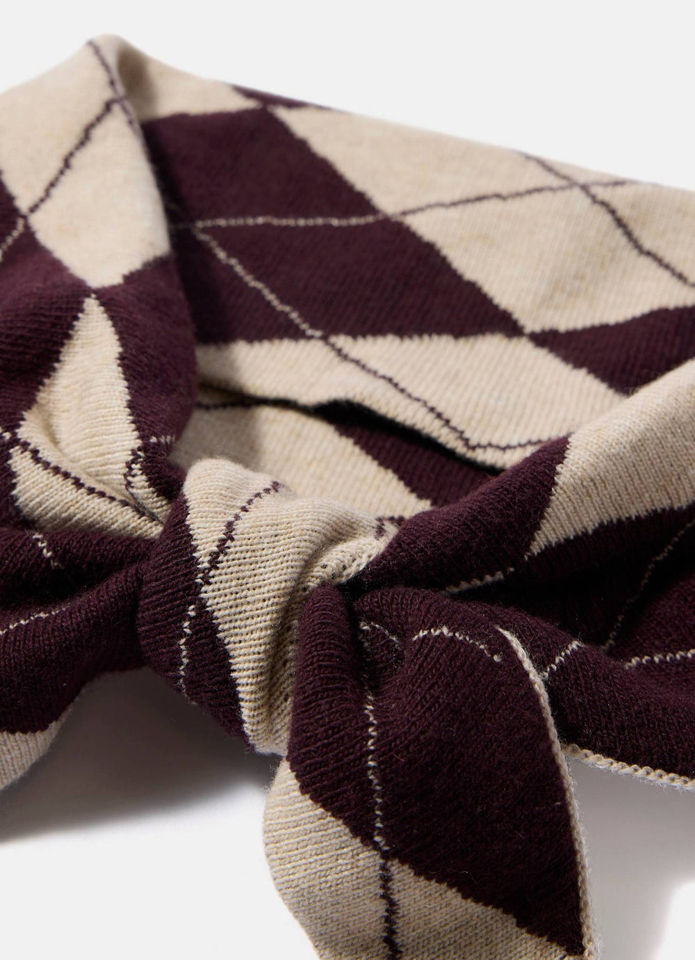 Neutral Argyle Knit Scarf