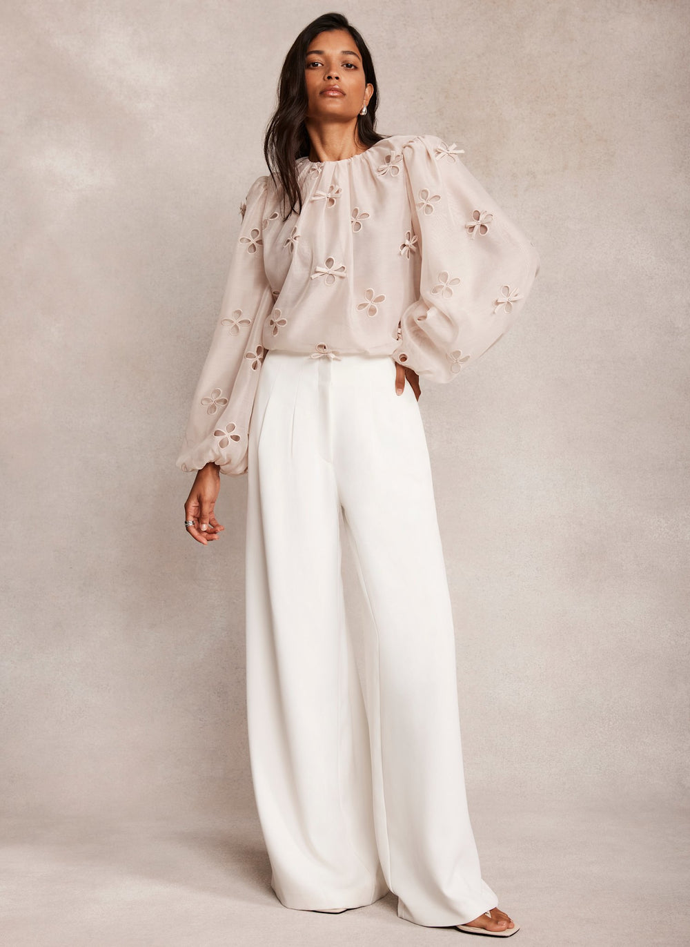 Neutral Bow Detail Top