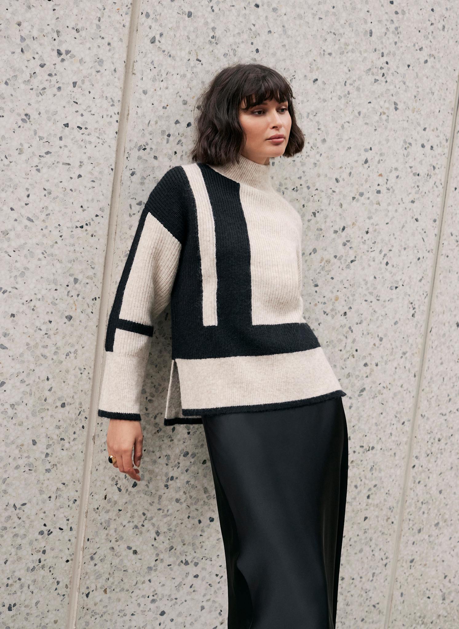 Neutral Colour Block Jumper – Mint Velvet