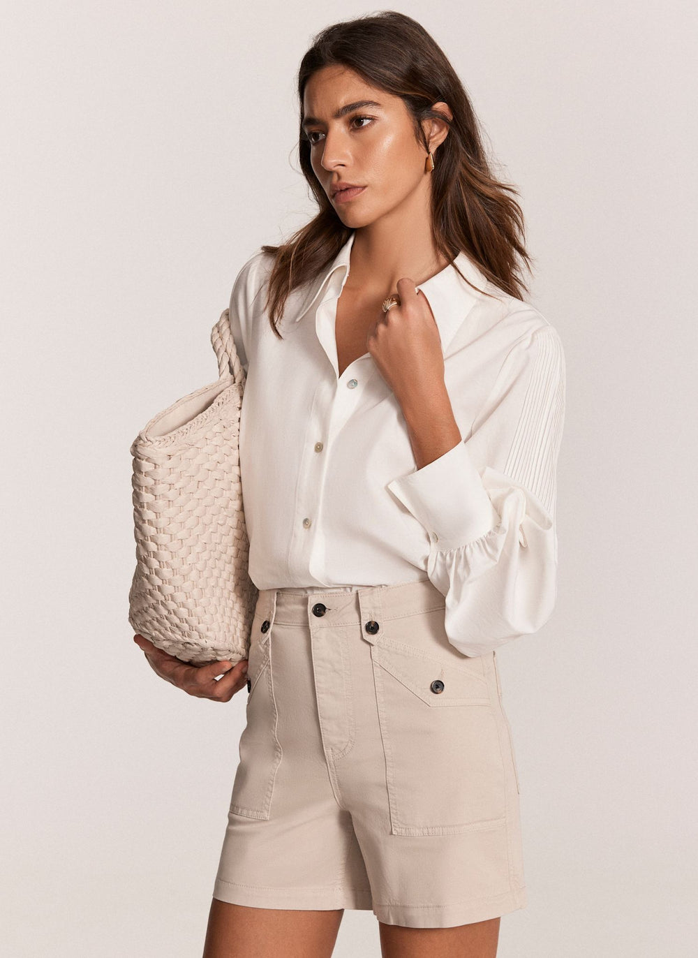 Neutral Cotton Chino Shorts