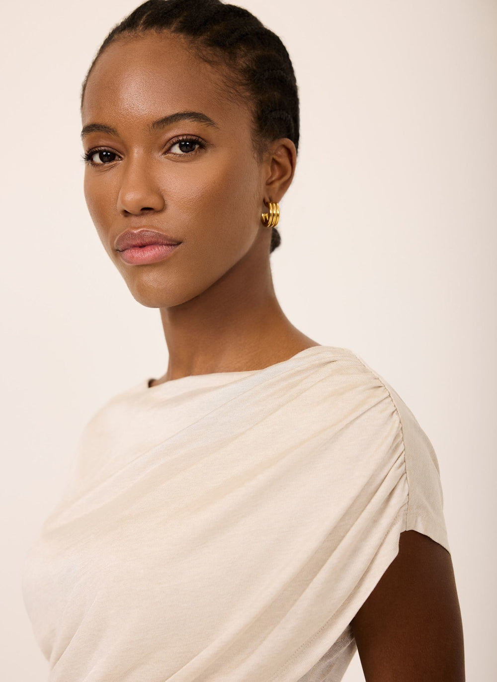 Neutral Drape Detail Top