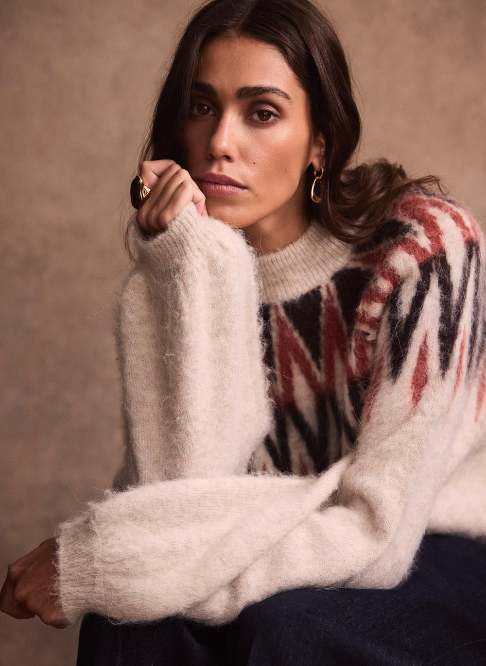 Neutral Fair Isle Knit Jumper