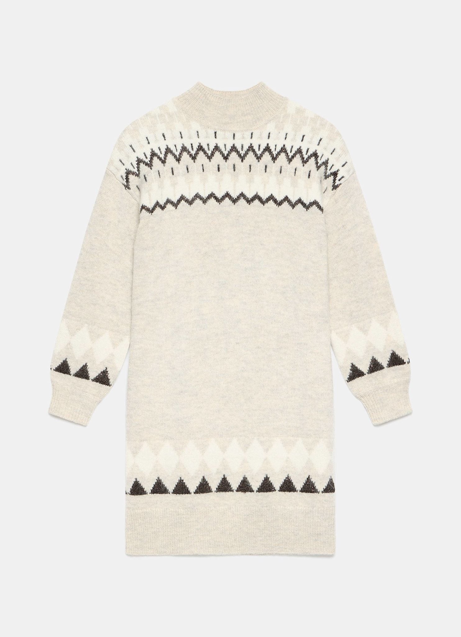 Neutral Fair Isle Knit Mini Dress – Mint Velvet