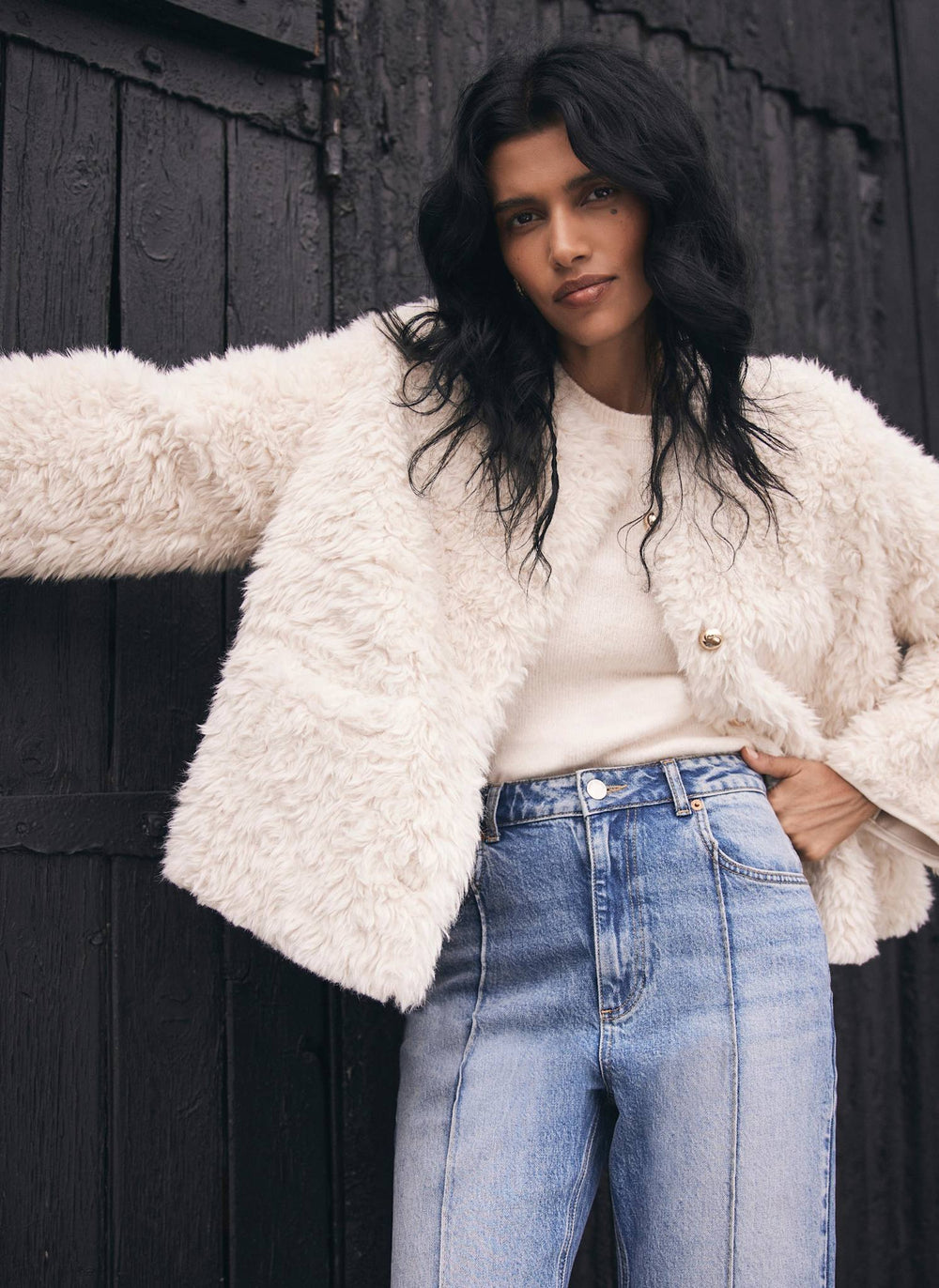 Neutral Faux Fur Jacket – Mint Velvet