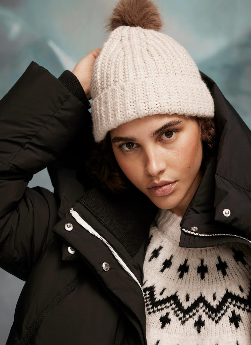 Neutral Knit Pom Pom Hat