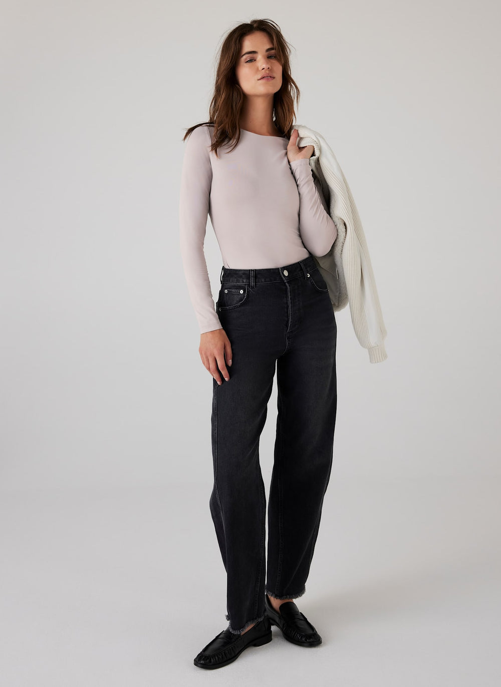 Neutral Long Sleeve Layering Top