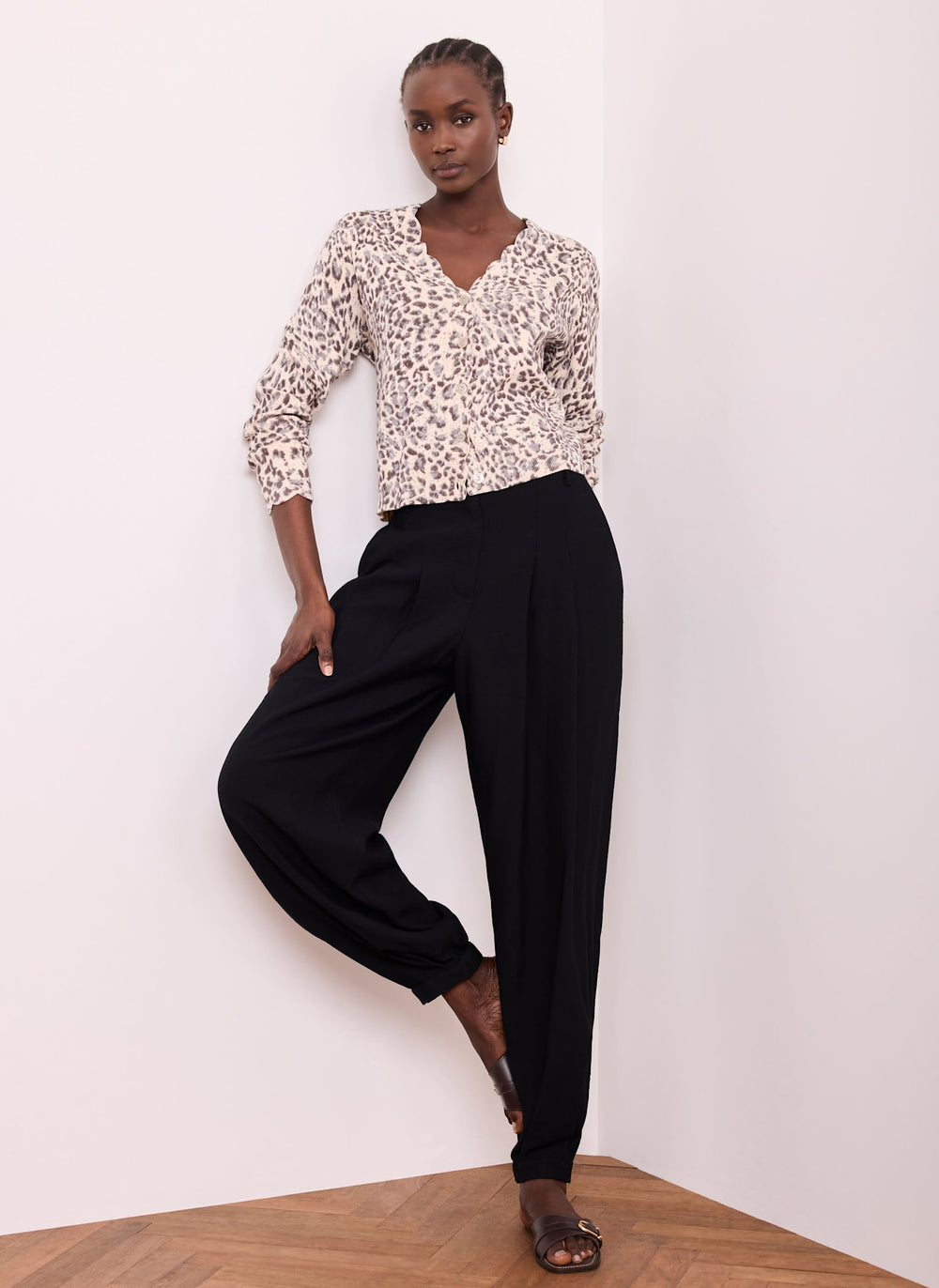 Leopard Print Cotton Cardigan