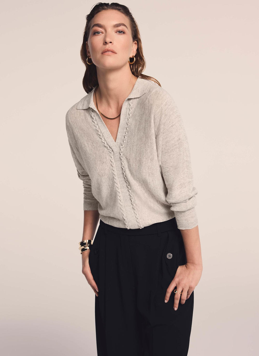 Neutral Linen Blend Knit Jumper
