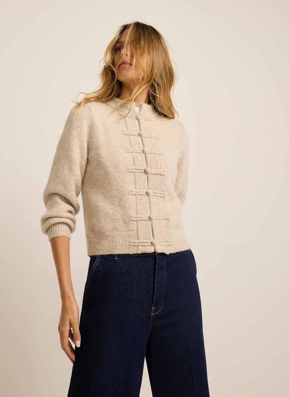 Neutral Knot Button Detail Cardigan