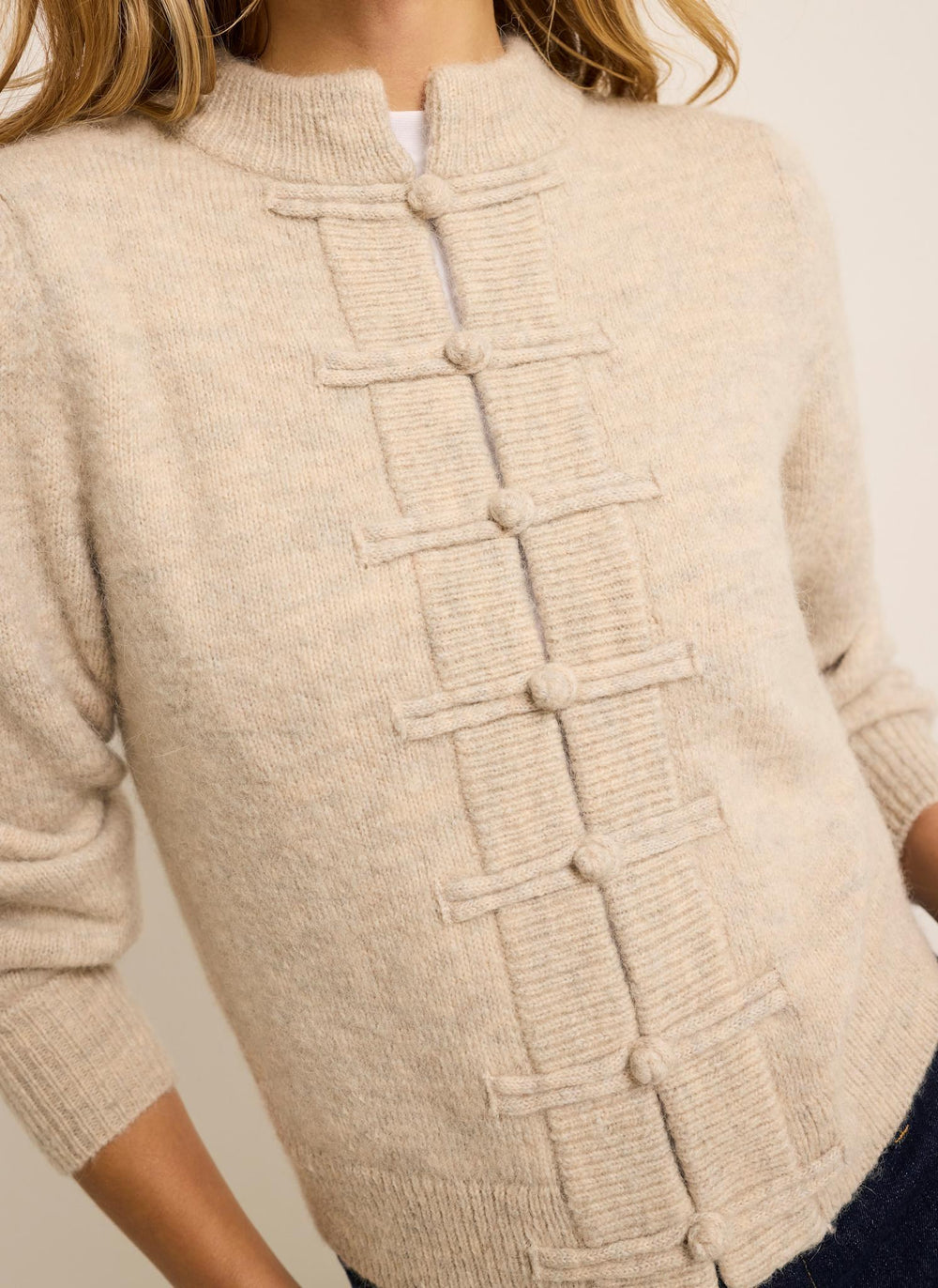 Neutral Knot Button Detail Cardigan