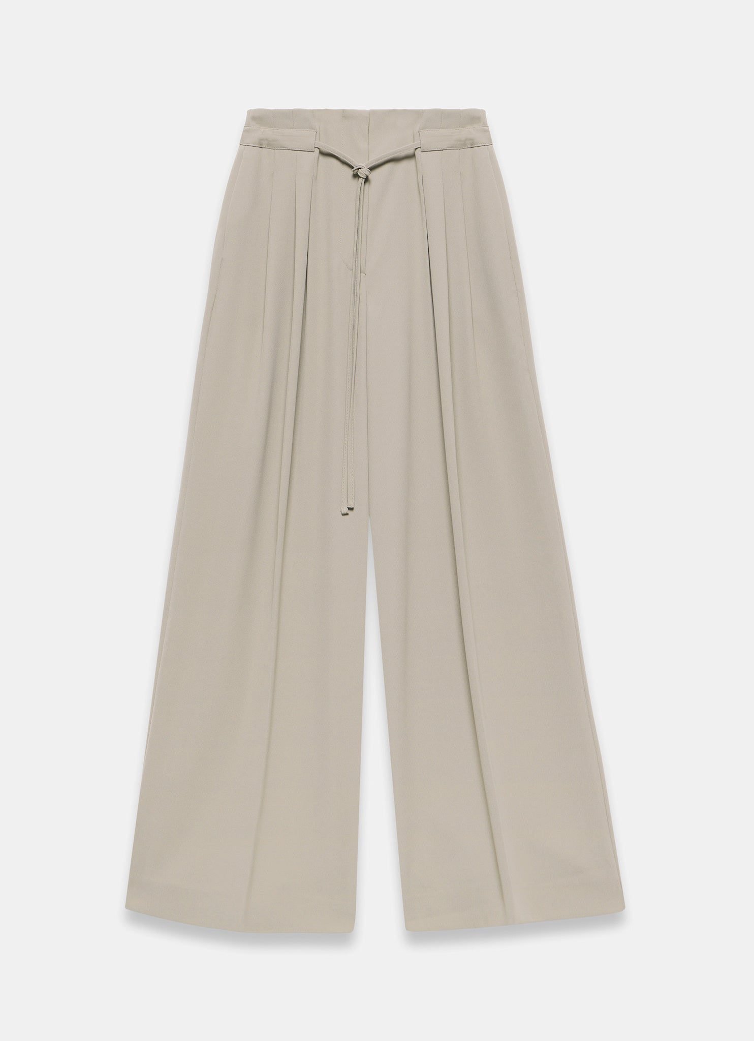 Neutral Tie Waist Pleated Wide Trousers – Mint Velvet