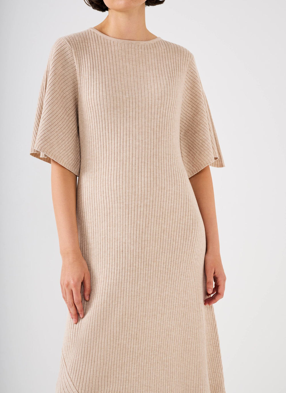 Neutral Rib Knit Asymmetric Dress Mint Velvet Neutral Rib Knit Asymmetric Dress Mint Velvet