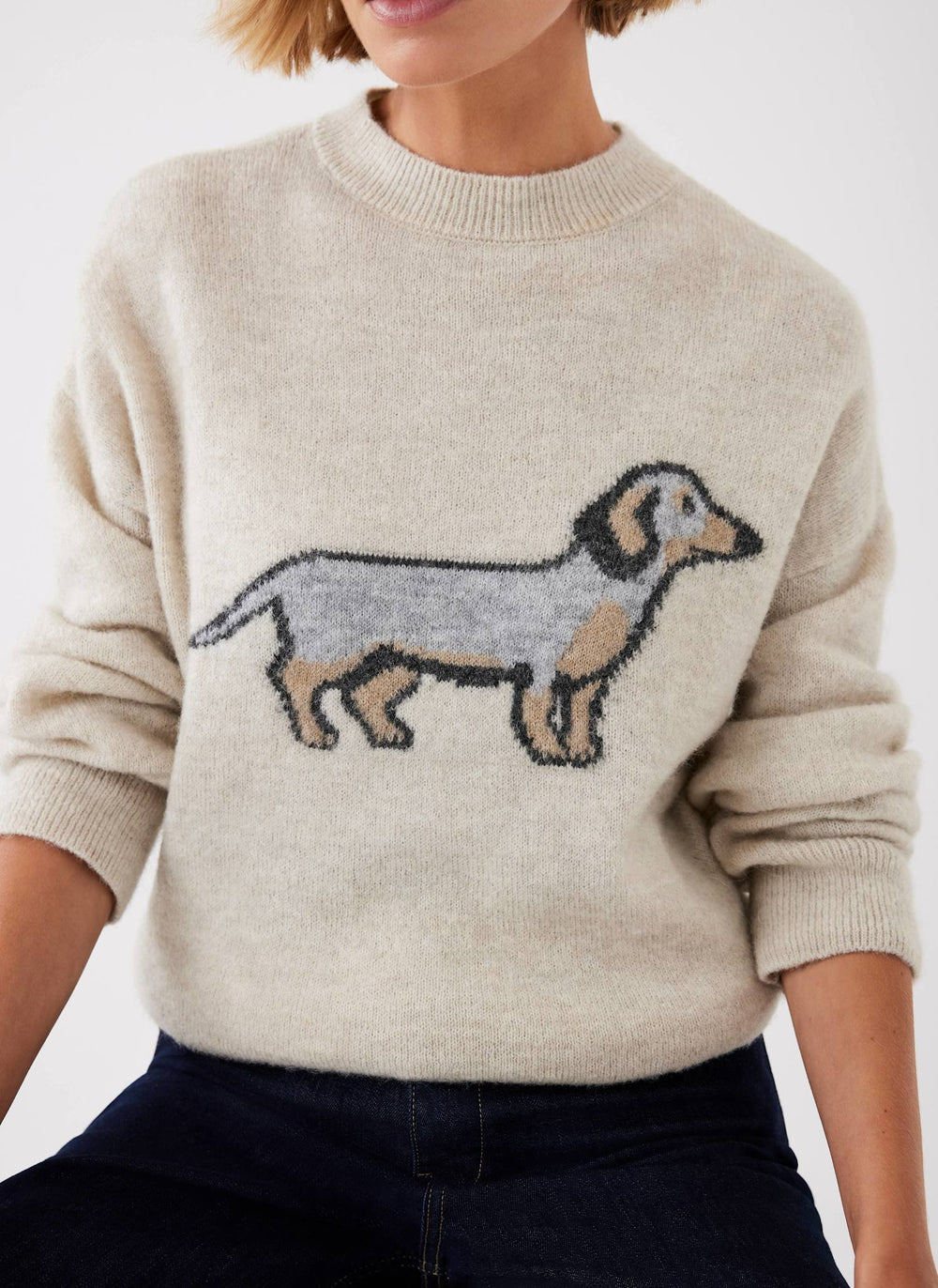 Neutral Sausage Dog Knit Jumper – Mint Velvet