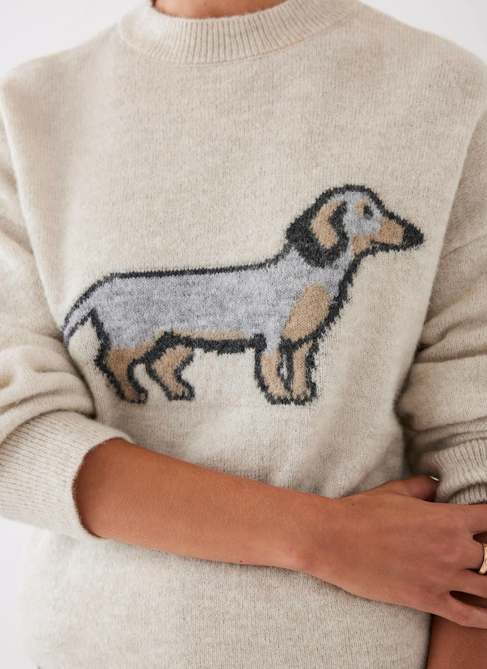 Neutral Sausage Dog Knit Jumper – Mint Velvet