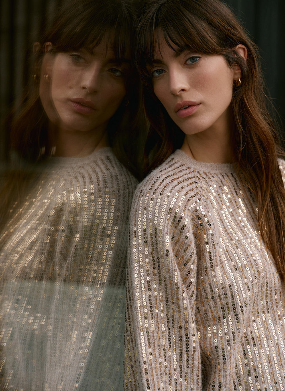 Neutral Sequin Embellished Jumper
