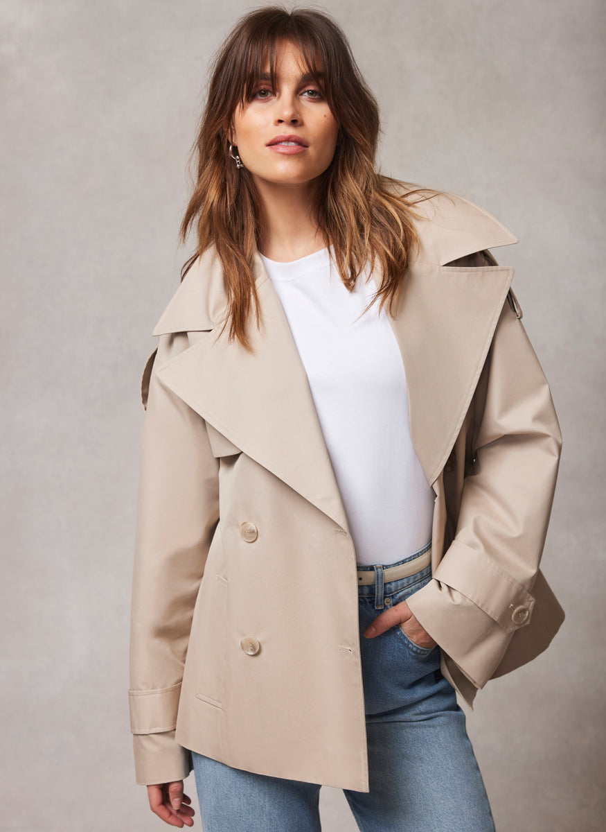 Neutral Short Trench Jacket Mint Velvet