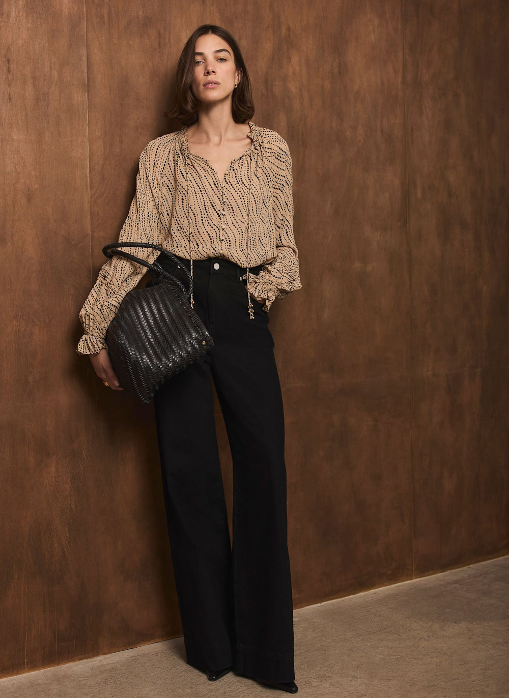 Neutral Spot Print Blouse