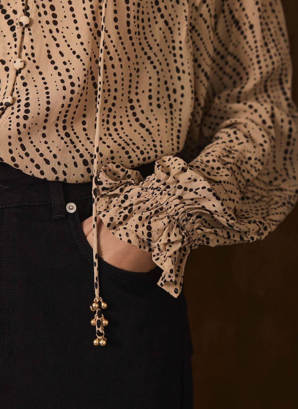 Neutral Spot Print Blouse