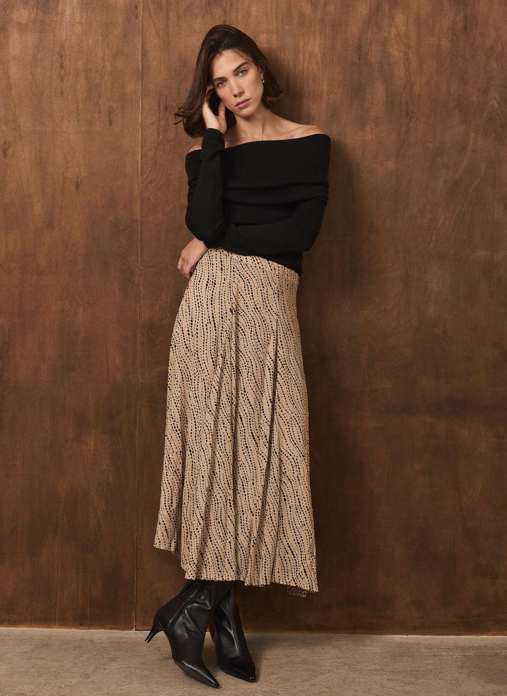 Neutral Spot Print Skirt