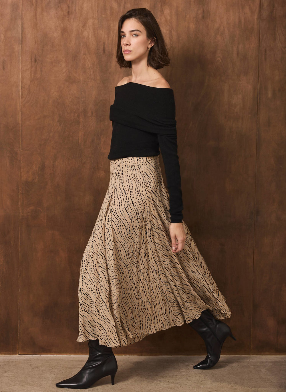 Neutral Spot Print Skirt