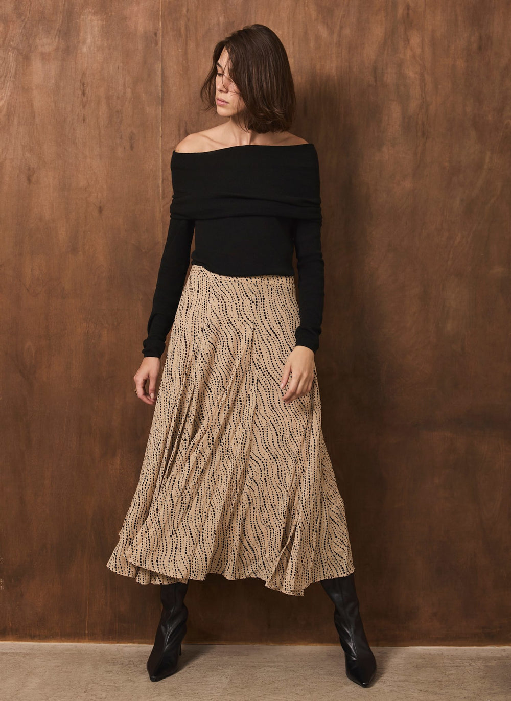 Neutral Spot Print Skirt