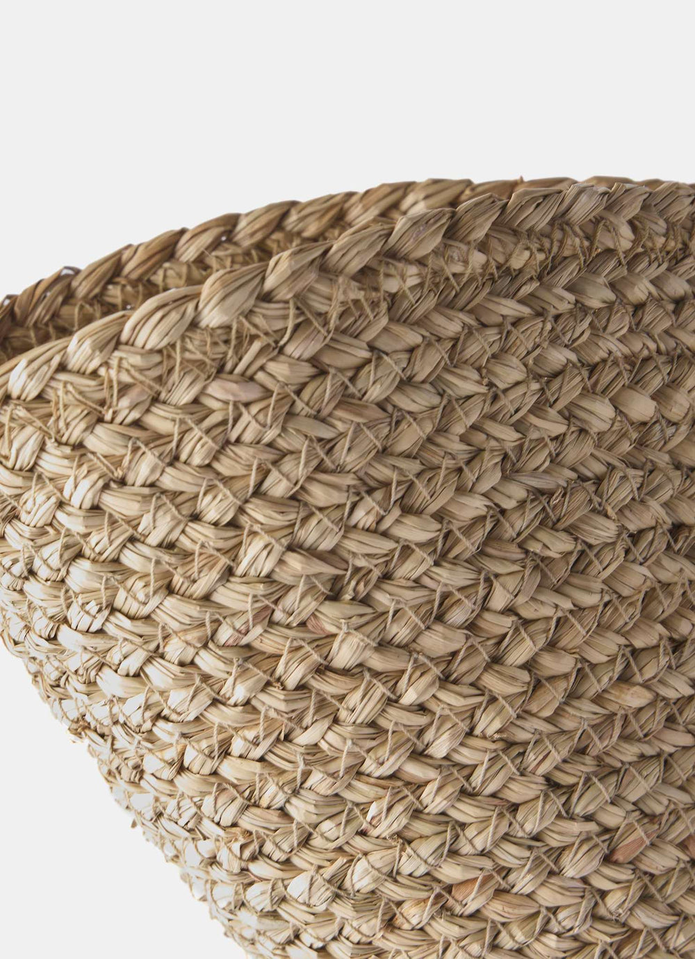Neutral Scallop Leather Trim Straw Bag