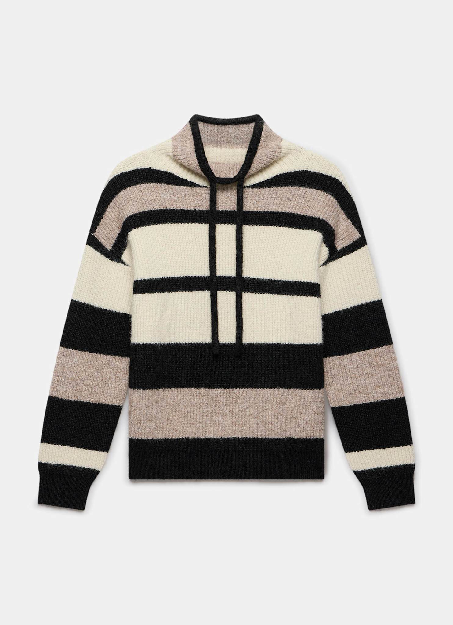 Neutral Striped Knit High Neck Jumper – Mint Velvet