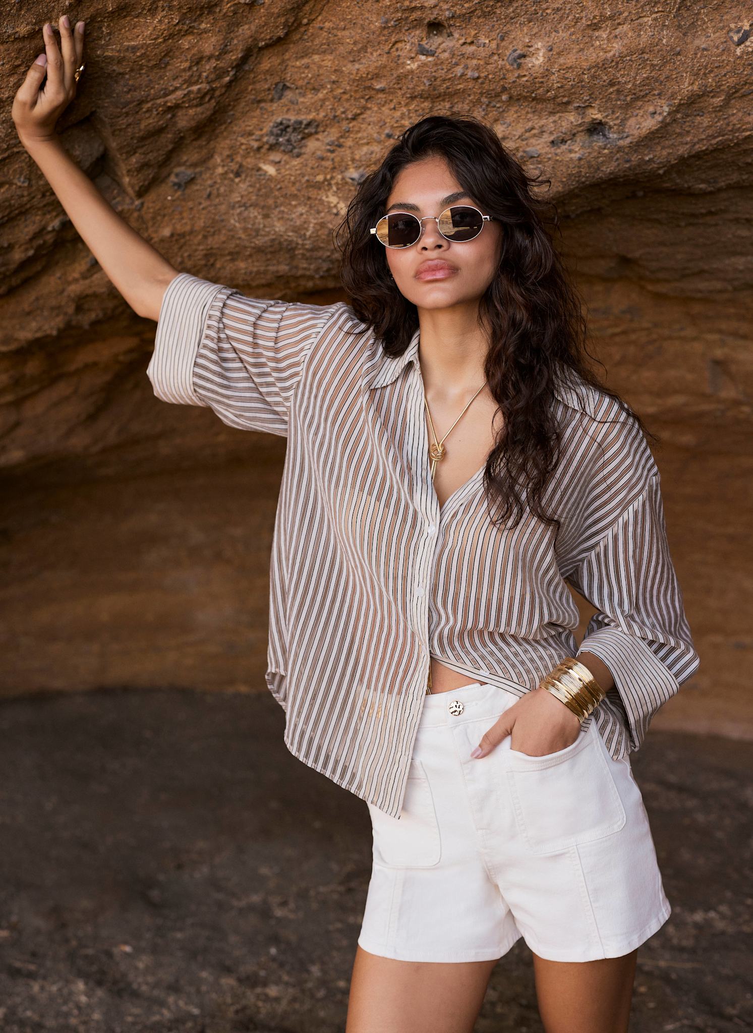 Neutral Striped Sheer Shirt – Mint Velvet