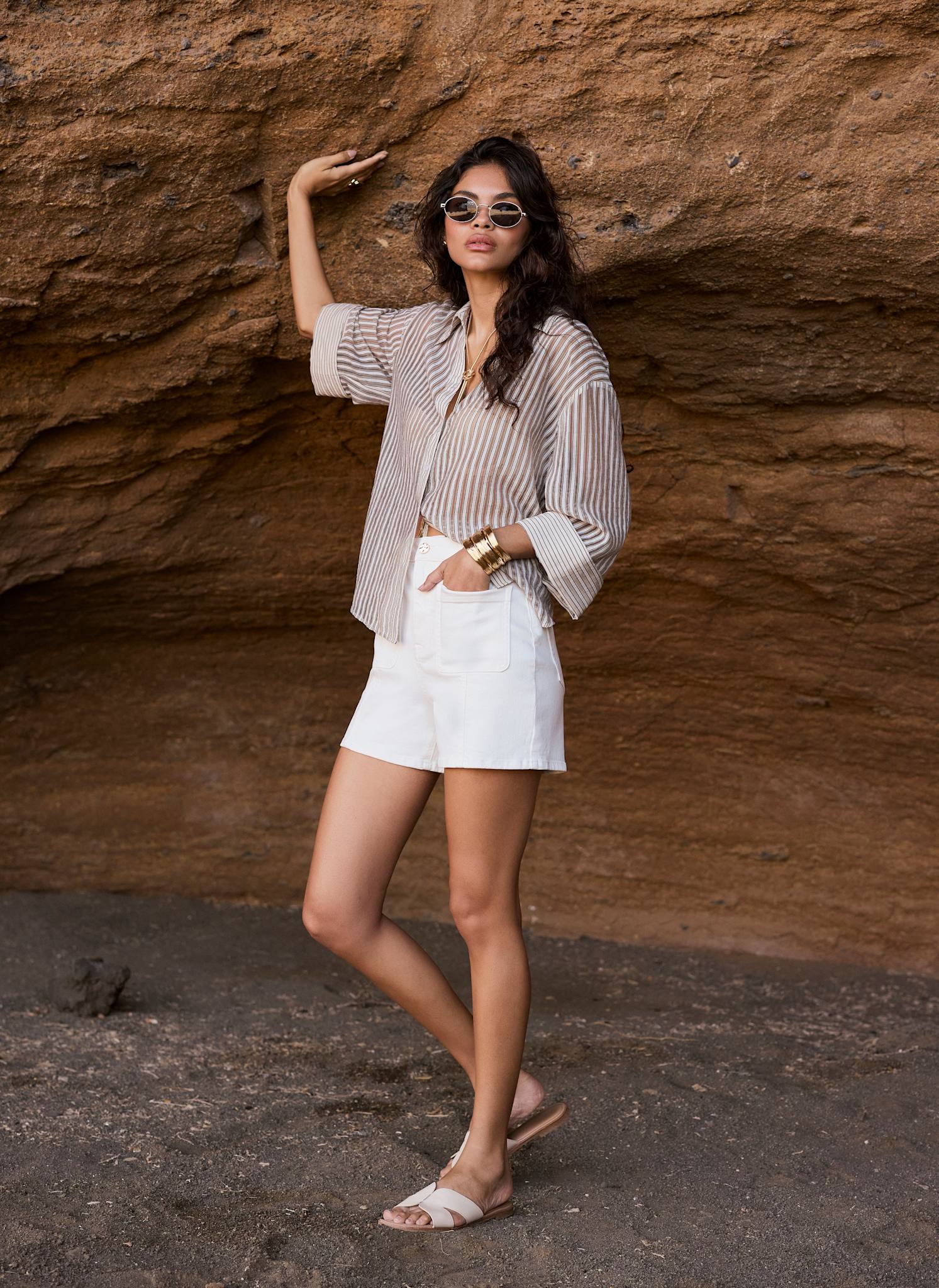 Neutral Striped Sheer Shirt – Mint Velvet