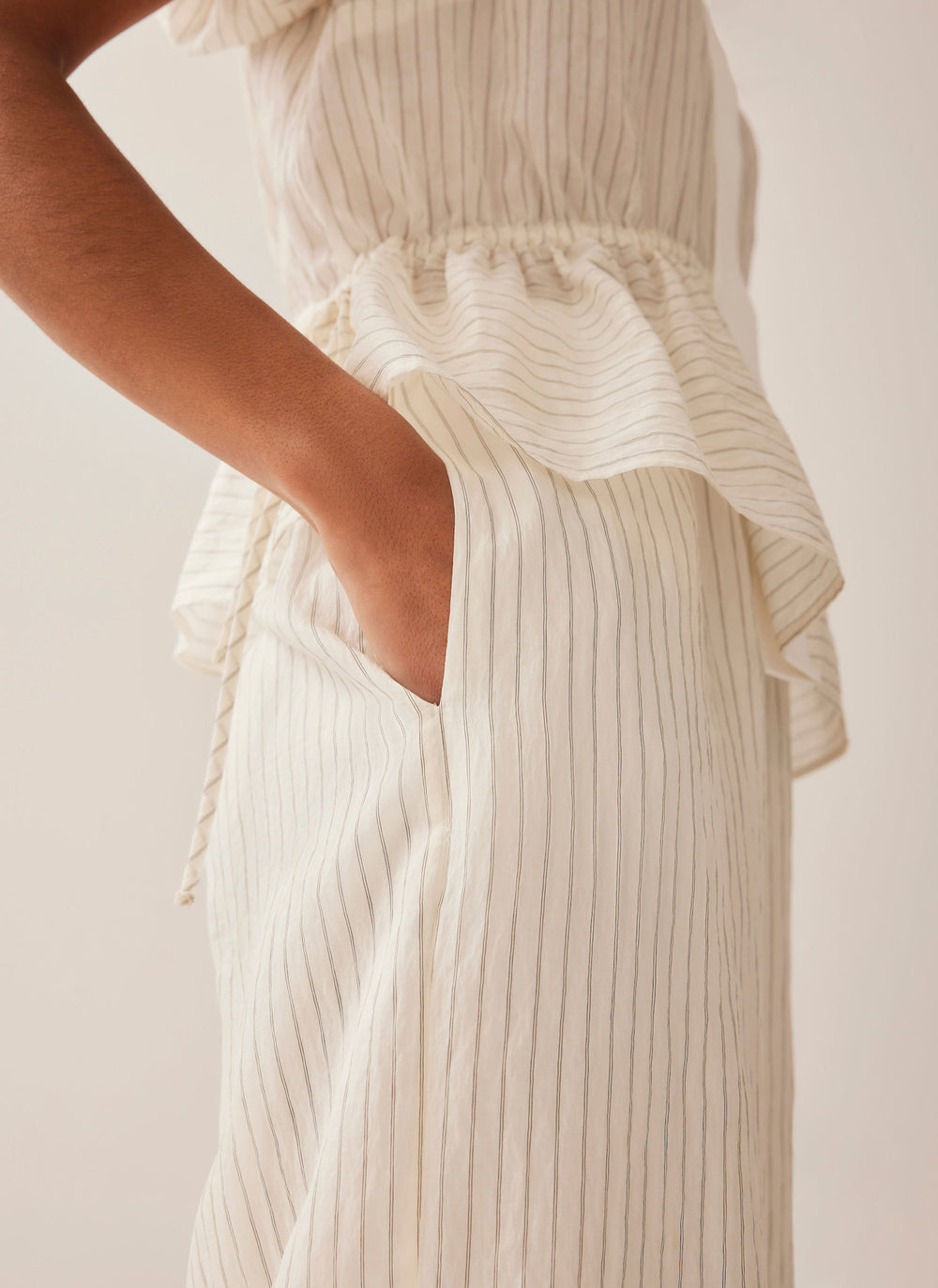 Neutral Stripe Wide Trousers