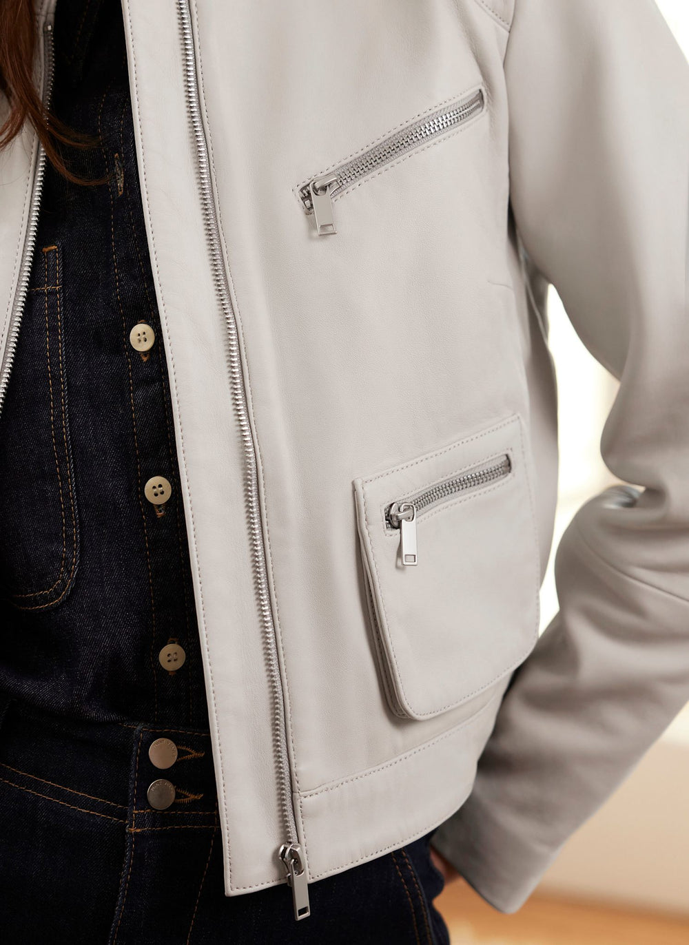 Neutral Leather Jacket