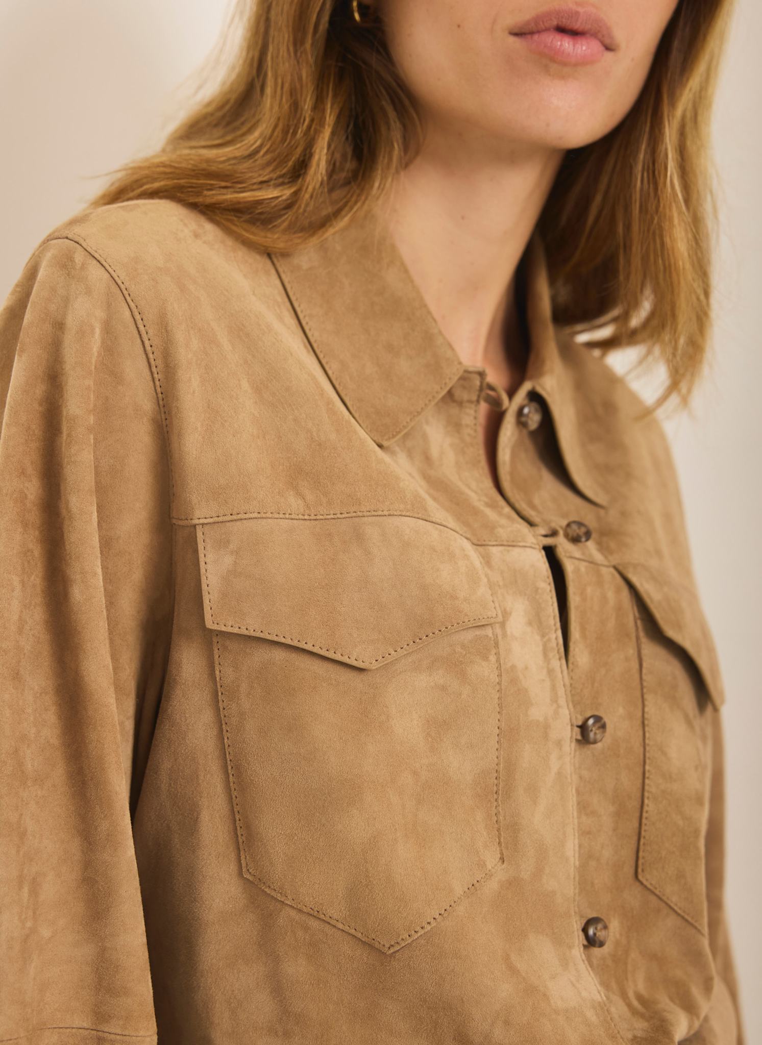 Neutral Suede Shirt – Mint Velvet