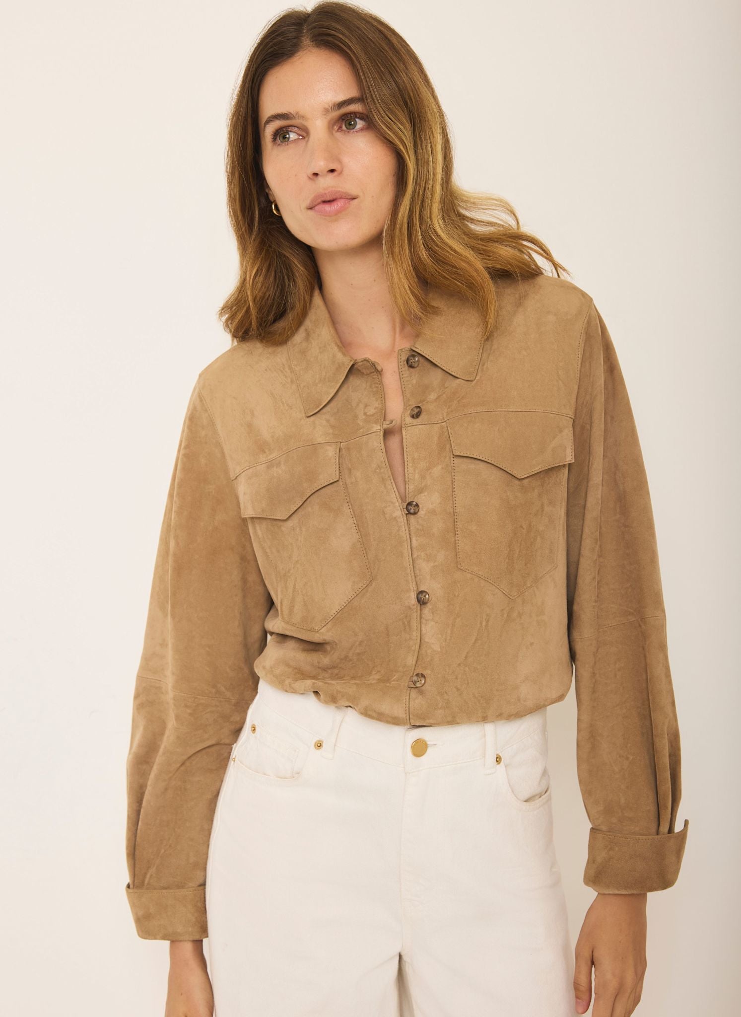 Neutral Suede Shirt – Mint Velvet